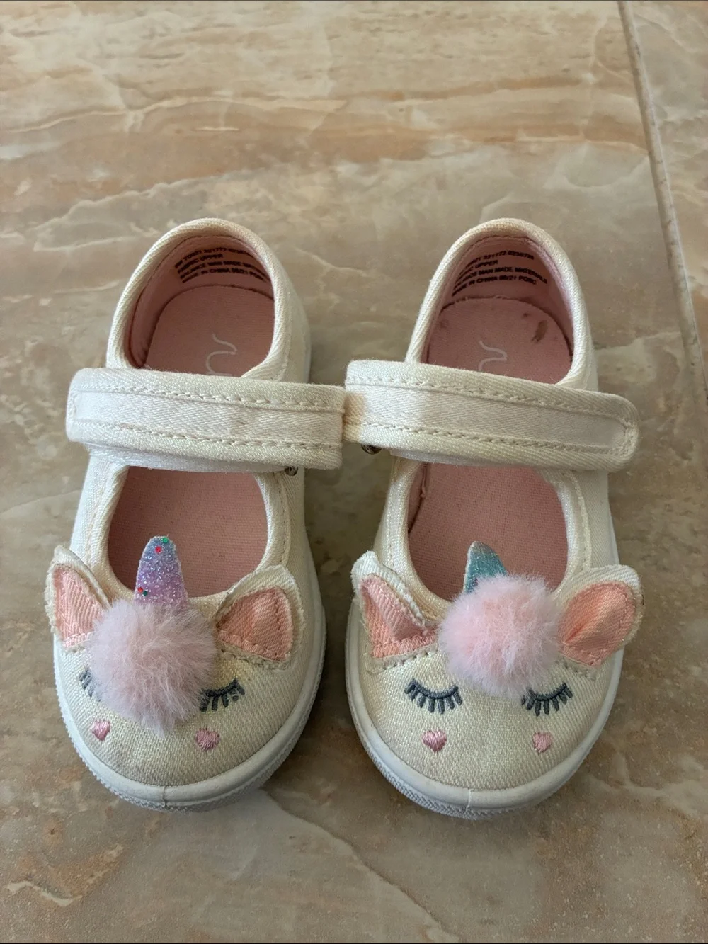 Toddler size 5 Girl Unicorn Pink Velcro Sneakers Shoes